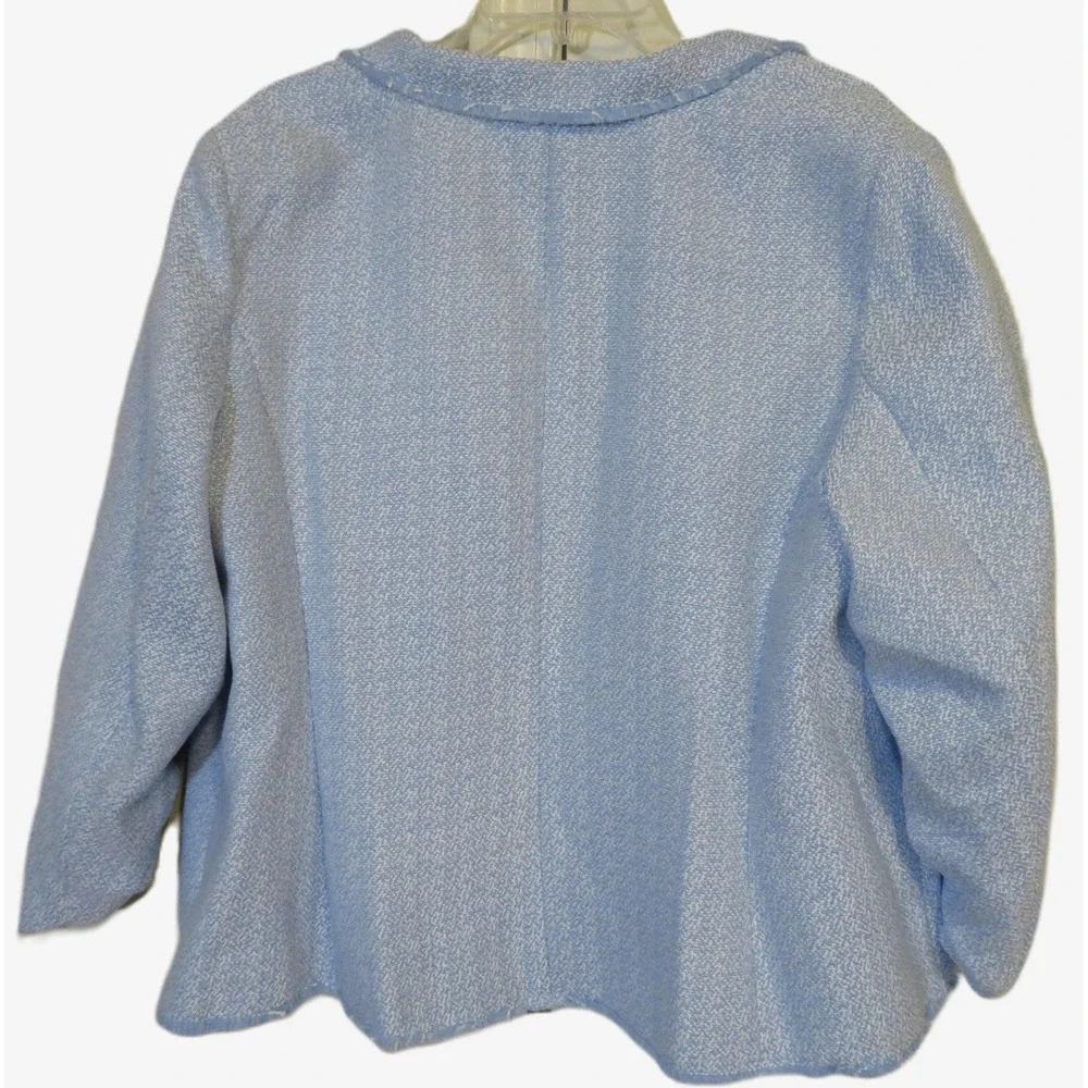 NWT 2X Halogen Blue Textured Fray Hem Blazer Ruched Sleeve Hook & Eye Closure - Picture 2 of 14